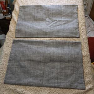 IKEA Isunda Cushion Pillow Covers 16" x 26" Grey Textured Cotton Linen Beachy 2